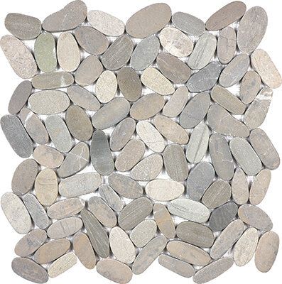 Spa Pebbles Flat Mosaic - 12" x 12" / Driftwood Tan