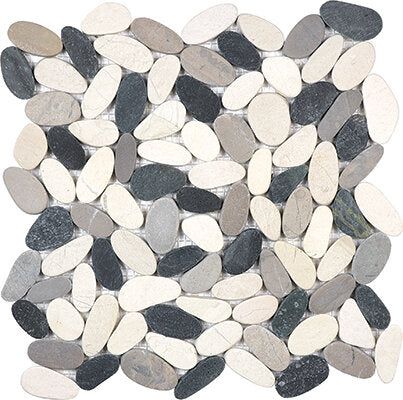 Spa Pebbles Flat Mosaic - 12" x 12" / Driftwood Tan - 2