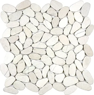 Spa Pebbles Flat Mosaic - 12" x 12" / Driftwood Tan - 3