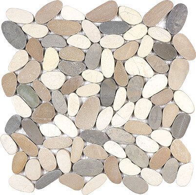 Spa Pebbles Flat Mosaic - 12" x 12" / Driftwood Tan - 4