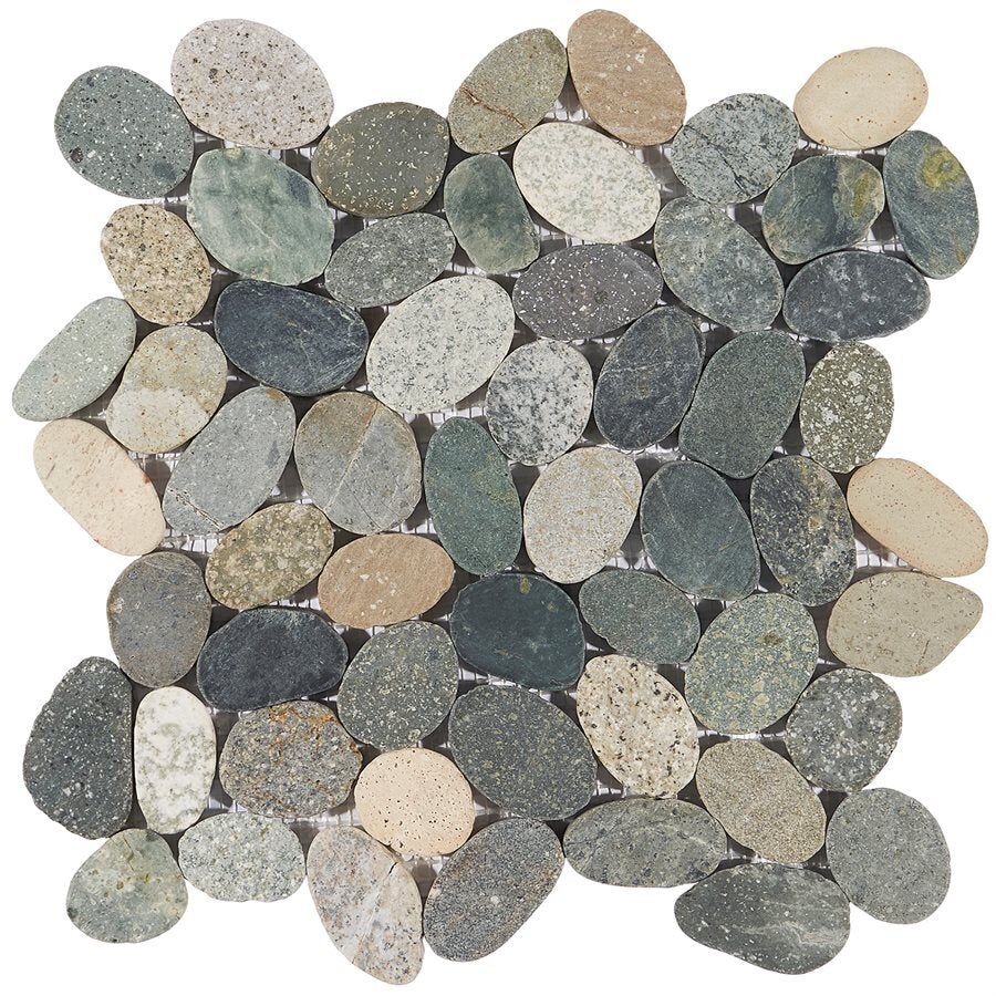 Pebblestone Sliced Round Tile - 11.81" x 11.81" / Alor Black - 2