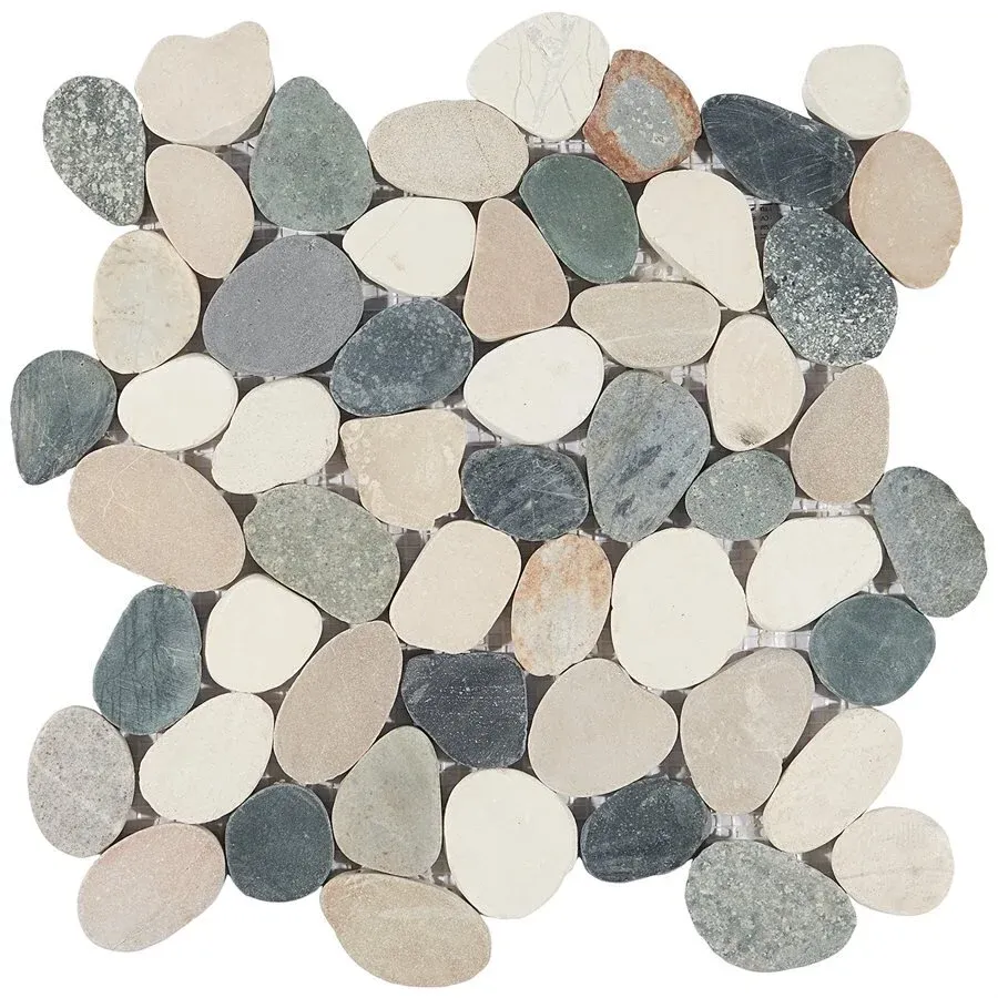 Pebblestone Sliced Round Tile - 11.81" x 11.81" / Alor Black - 3