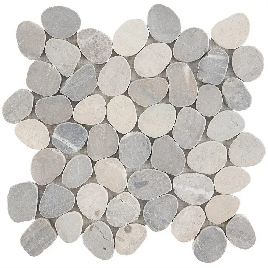 Pebblestone Sliced Round Tile - 11.81" x 11.81" / Alor Black - 4