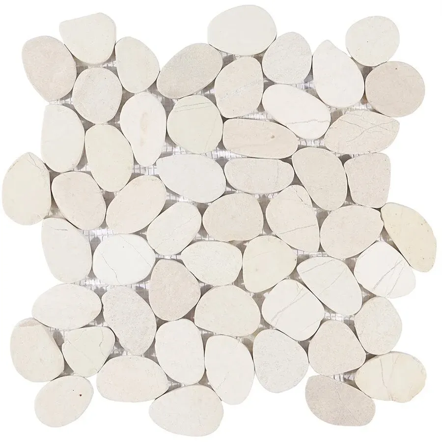 Pebblestone Sliced Round Tile - 11.81" x 11.81" / Alor Black - 5