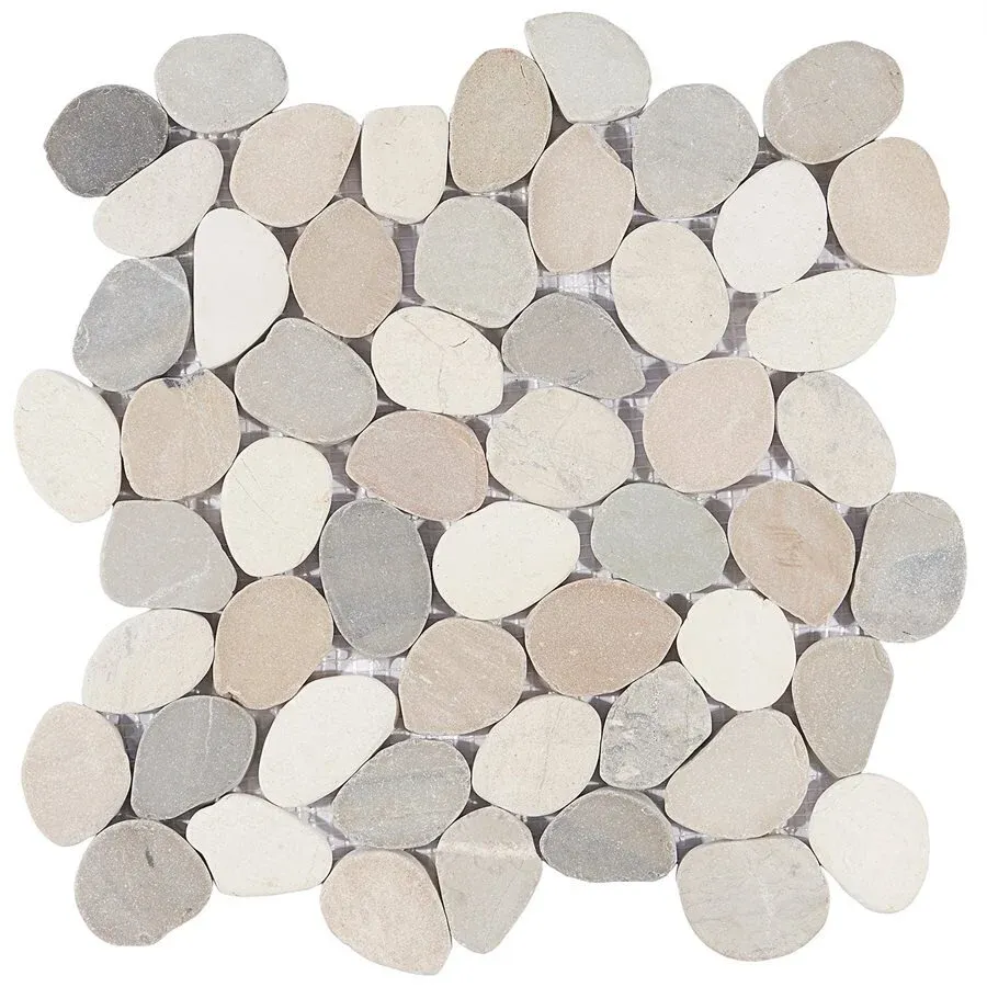 Pebblestone Sliced Round Tile - 11.81" x 11.81" / Alor Black - 6