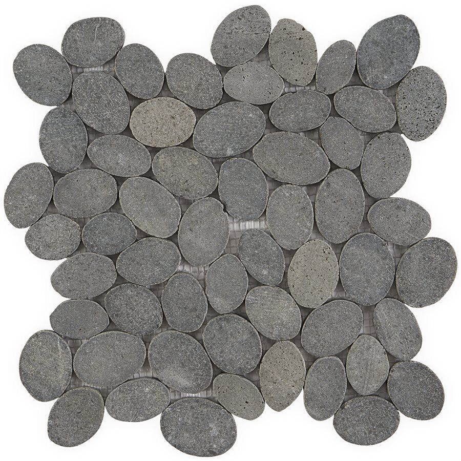 Pebblestone Sliced Round Tile - 11.81" x 11.81" / Alor Black - 7