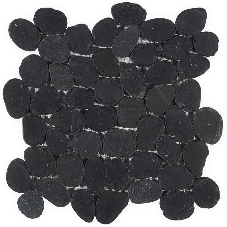Pebblestone Sliced Round Tile - 11.81" x 11.81" / Alor Black