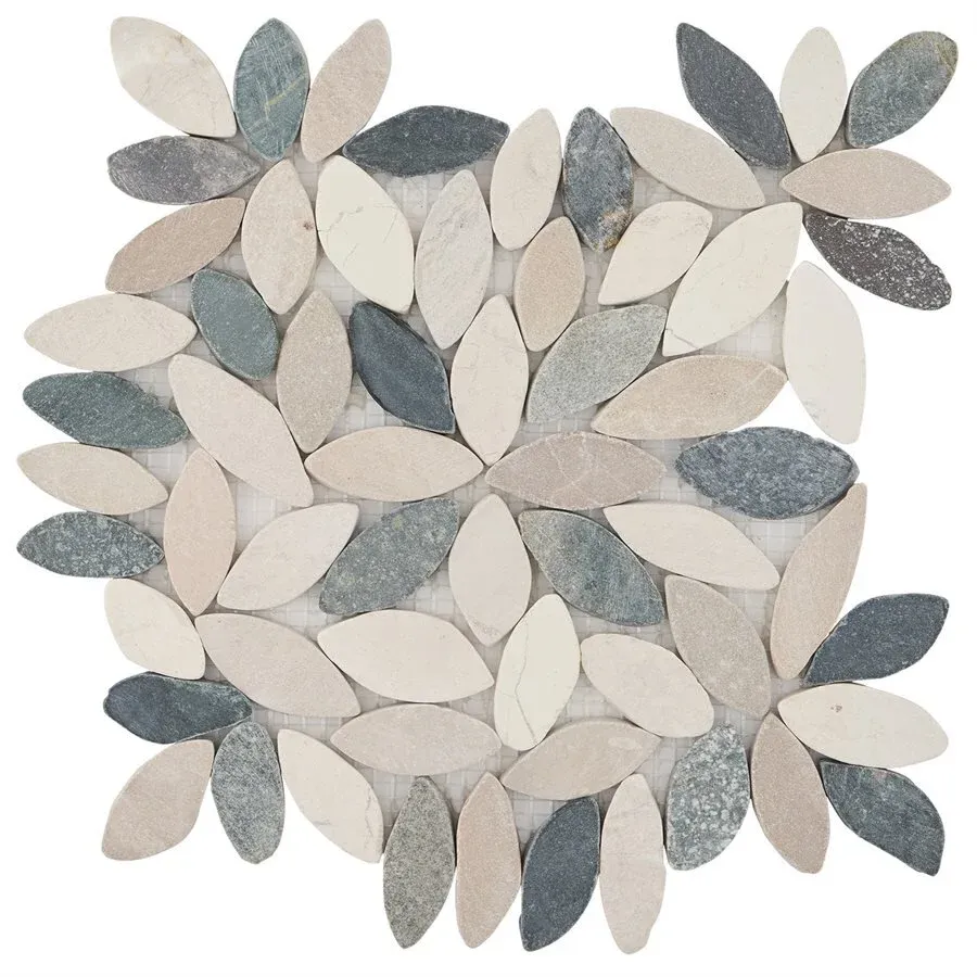 Pebblestone Flower Tile - 11.81" x 11.81" / Black Lava - 2