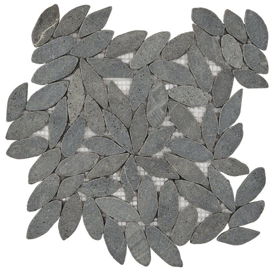 Pebblestone Flower Tile - 11.81" x 11.81" / Black Lava - 6