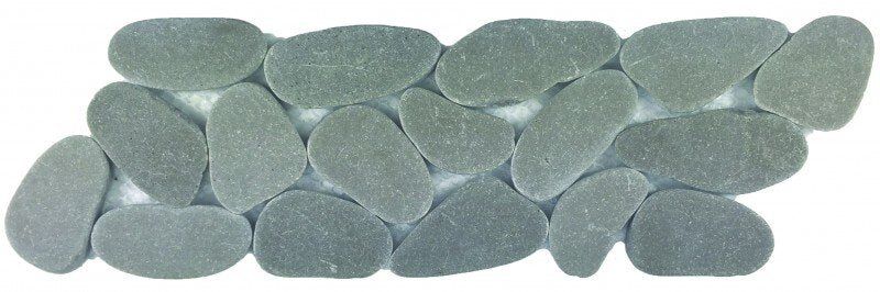 Reconstituted Pebble XL Stone Interlocking Mosaic Tile Border - 4" x 12" / Gray