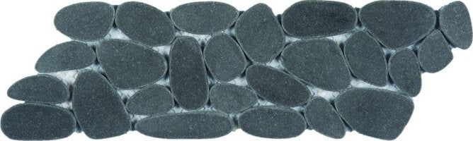 Reconstituted Pebble Sliced Interlocking Mosaic Tile - 4" x 12" / Black