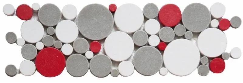 Reconstituted Pebble Interlocking Mosaic Tile Border - 4" x 12" / Black and White - 3