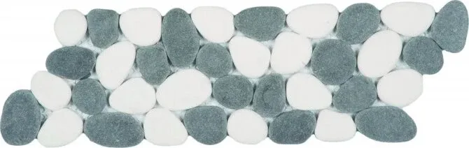 Reconstituted Pebble Interlocking Mosaic Tile Border - 4" x 12" / Black and White - 6