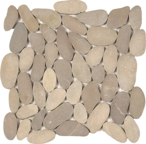 Pebble XL Sliced Matte Interlocking - 12" x 12" / Beige
