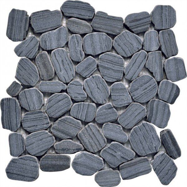 Pebble Striped Sliced Tumbled - 11.8" x 11.8" / Grey