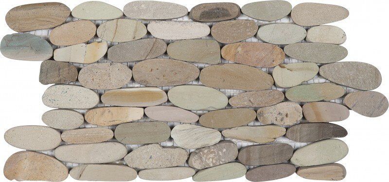 Pebble Stacked Sliced Polished Interlocking - 6" x 12" / Black - 2