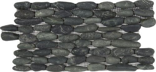 Pebble Stacked Matte Interlocking - 6" x 12" / Black