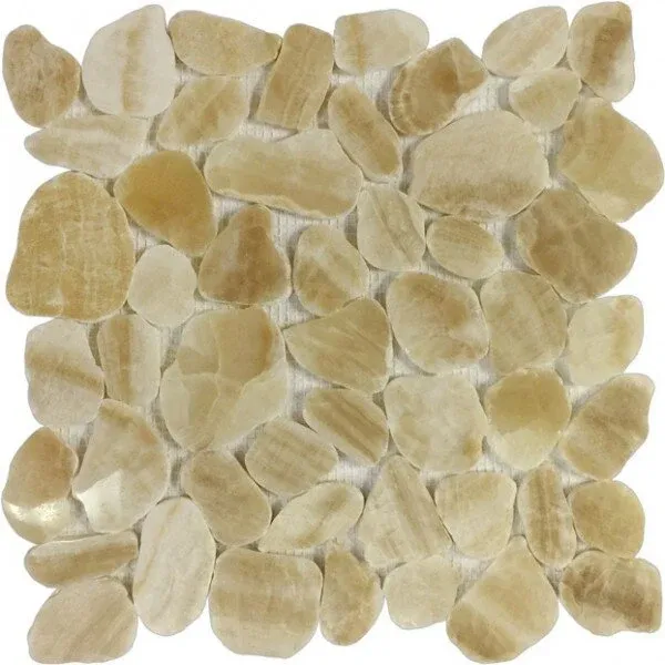 Pebble Sliced Onyx Polished Interlocking - 11.8" x 11.8" / Crema