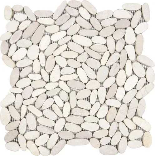 Pebble Sliced Matte Interlocking - 12" x 12" / Beige
