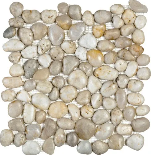 Pebble Polished Interlocking - 12" x 12" / Beige