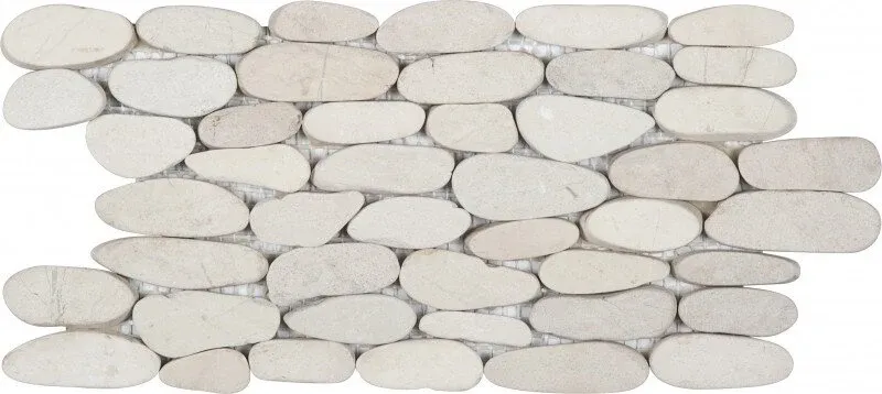 Pebble Matte Stacked Sliced Interlocking Tile - 6" x 12" / White