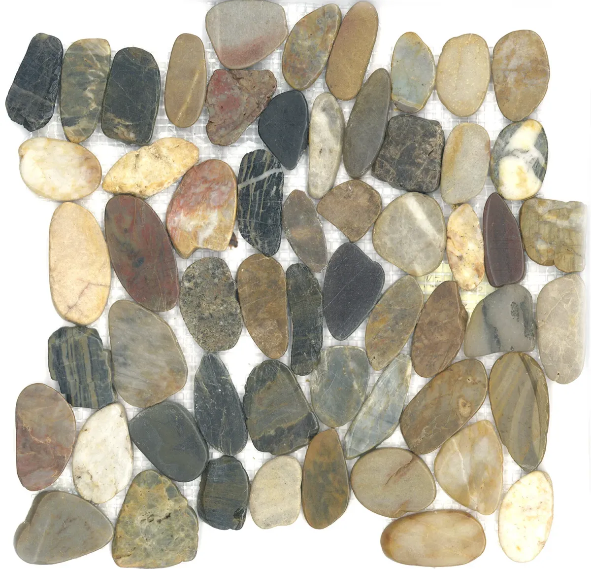 Riverstone Pebbles Tile - 12" x 12" / Multicolor Polished